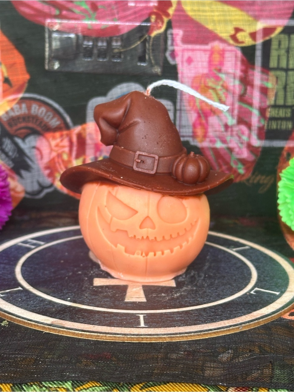 Handmade Rustic Pumpkin Witch Candle – Orange Jack-O’-Lantern